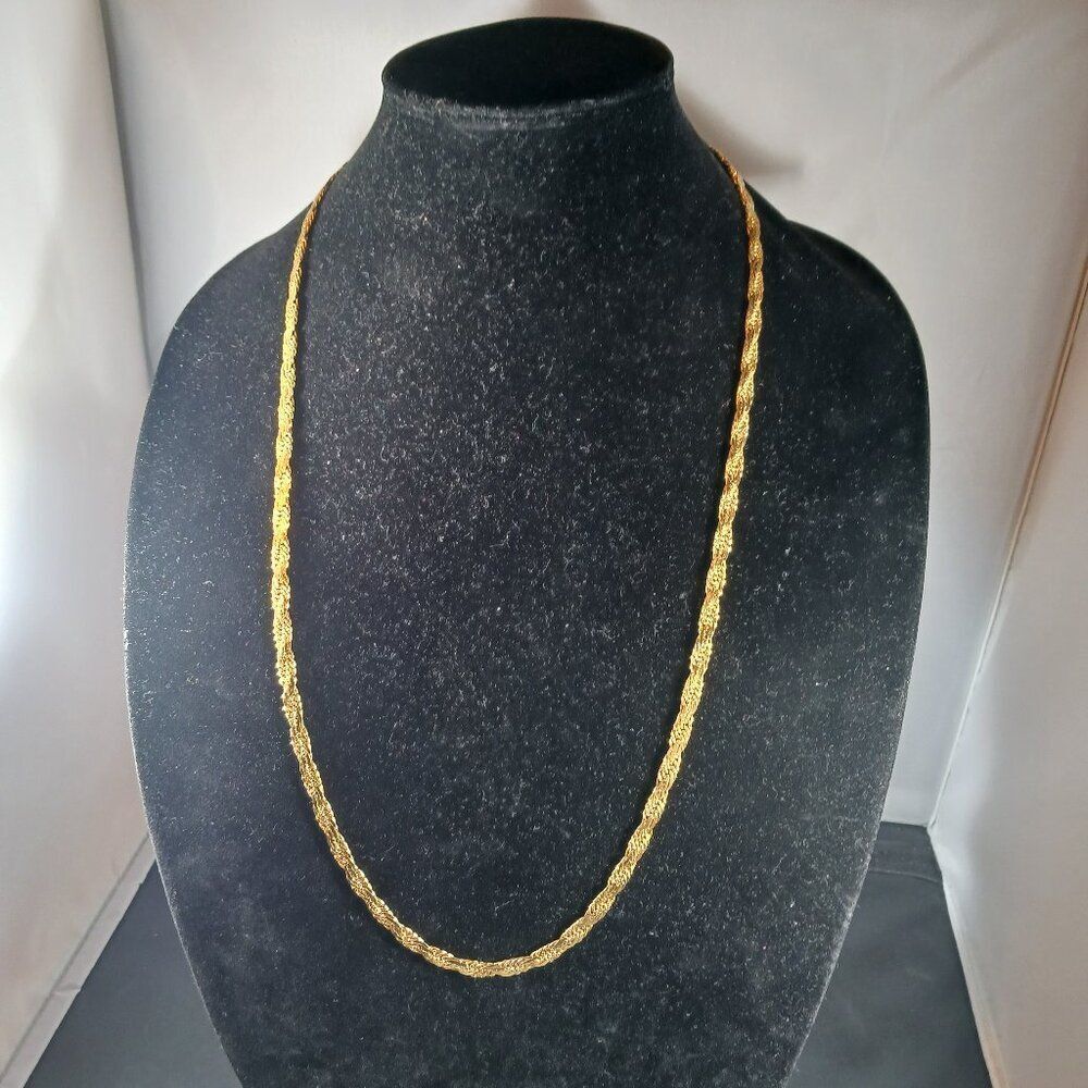 Vintage 80's Gold Tone Long Chain Thick Necklace